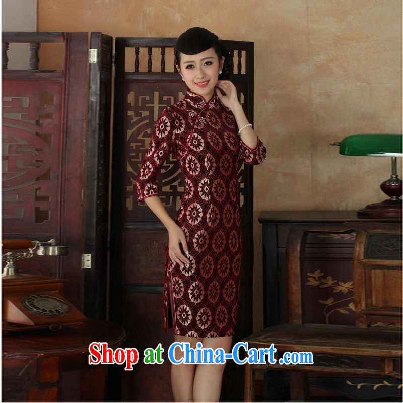 Mrs Ingrid sprawl economy fall 2014 with new Tang Women's clothes cheongsam plain-color-stretch the wool long cheongsam 7 cuff as shown XXL, Mrs Ingrid economy sprawl, and shopping on the Internet
