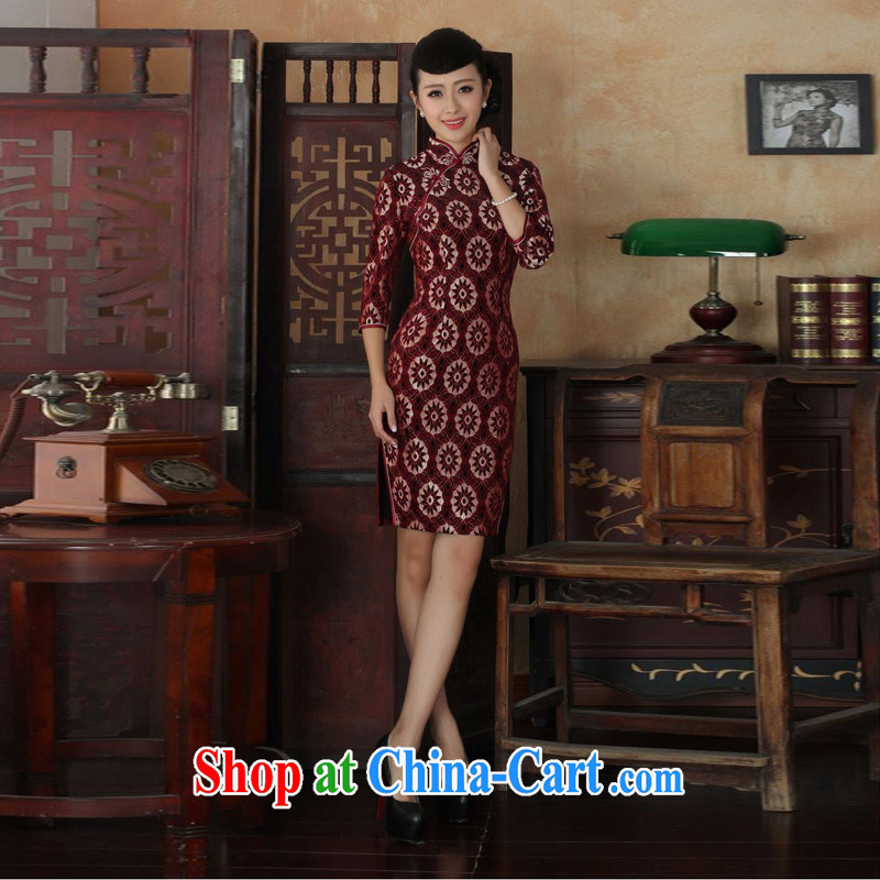 Mrs Ingrid sprawl economy fall 2014 with new Tang Women's clothes cheongsam plain-color-stretch the wool long cheongsam 7 cuff as shown XXL, Mrs Ingrid economy sprawl, and shopping on the Internet