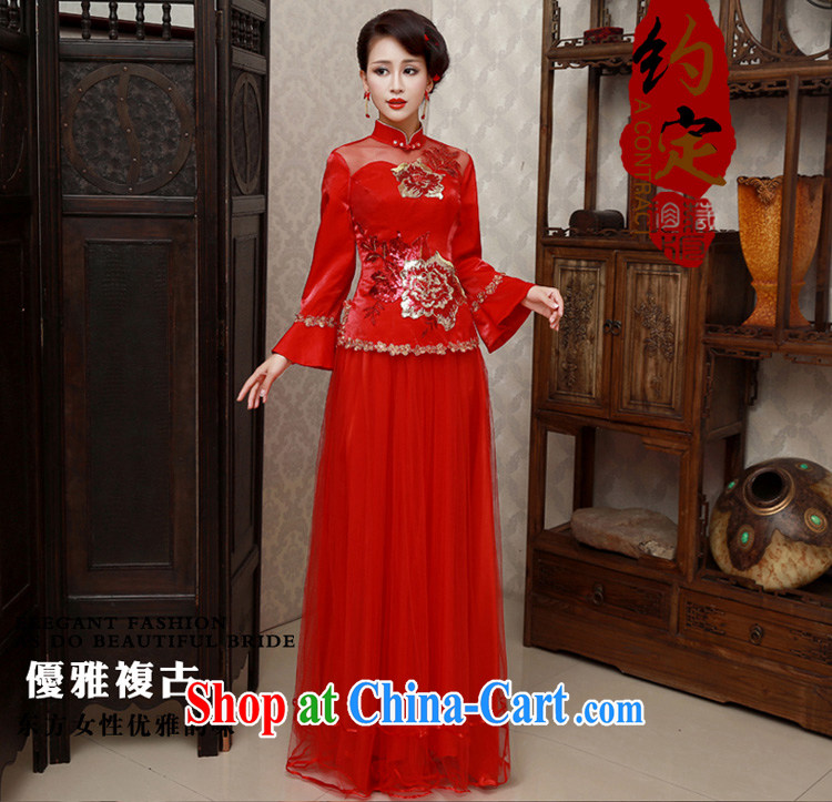Early definition retro improved cultivation dresses 2015 new dresses dress Lace Embroidery bridal toast cheongsam dress red XXL code pictures, price, brand platters! Elections are good character, the national distribution, so why buy now enjoy more preferential! Health
