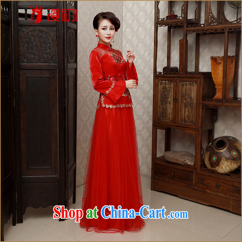 Early definition retro improved cultivation dresses 2015 new dresses dress Lace Embroidery bridal toast cheongsam dress red XXL codes, early definition, shopping on the Internet