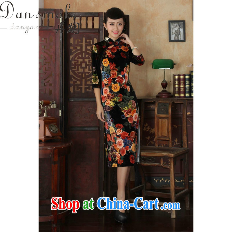 Dan smoke cheongsam dress Chinese autumn is new, and for improved stretch the wool painting stylish classic in long sleeves dresses such as figure 2 XL, Bin Laden smoke, shopping on the Internet