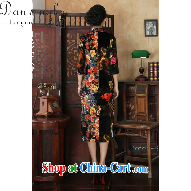 Dan smoke cheongsam dress Chinese autumn is new, and for improved stretch the wool painting stylish classic in long sleeves dresses such as figure 2 XL, Bin Laden smoke, shopping on the Internet