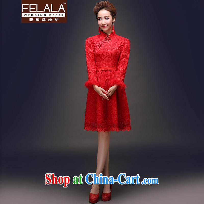 Ferrara 2015 new winter thick antique Chinese territorial waters, soluble lace cheongsam dress XL Suzhou shipping
