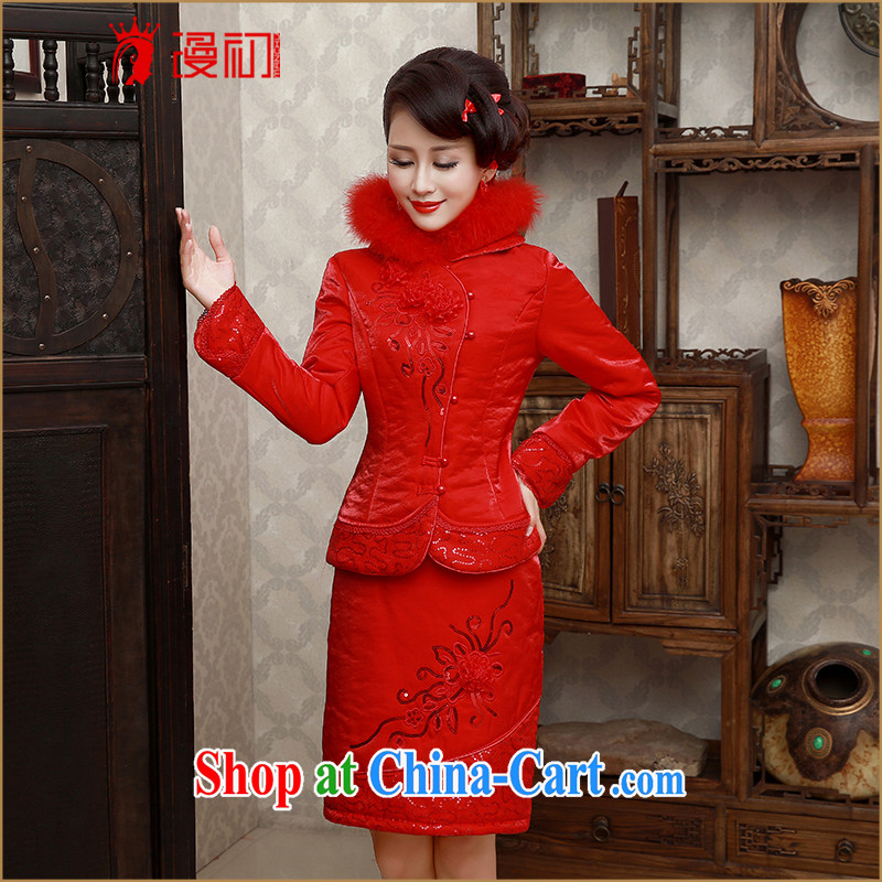 Early definition 2015 new autumn and winter red bridal wedding dress winter beauty short base package bows dresses dresses serving thick warm marriage flag red M, diffuse, and shopping on the Internet