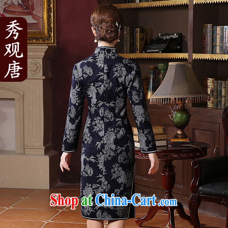 The CYD HO Kwun Tong' Buddha, Xiaodong replacing long-sleeved dresses 2014 new fleece, long, Retro cheongsam dress QC 41,037 dark XXL, Sau looked Tang, shopping on the Internet