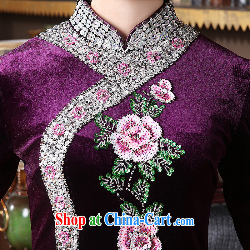 The CYD HO Kwun Tong' take a pearl High Quality plush robes 2015 autumn and winter, the cuff in antique dresses skirts QZ 41,034 purple XXL, Sau looked Tang, shopping on the Internet