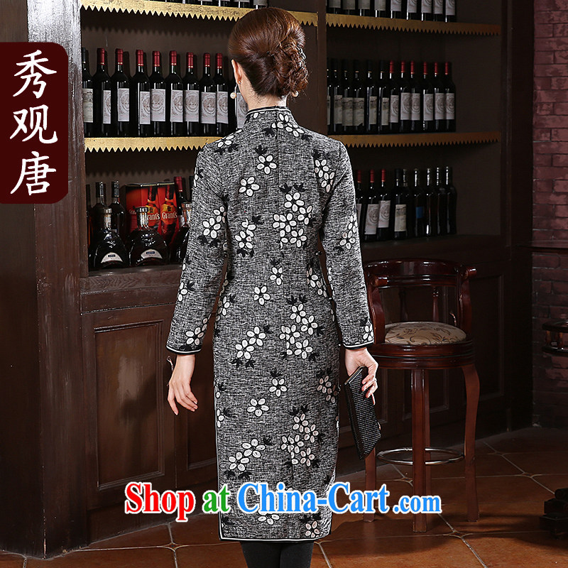 The CYD HO Kwun Tong' XUE YING long, thick robes winter clothes 2014 new retro long-sleeved cheongsam dress QC 41,028 pale XXL, Sau looked Tang, shopping on the Internet