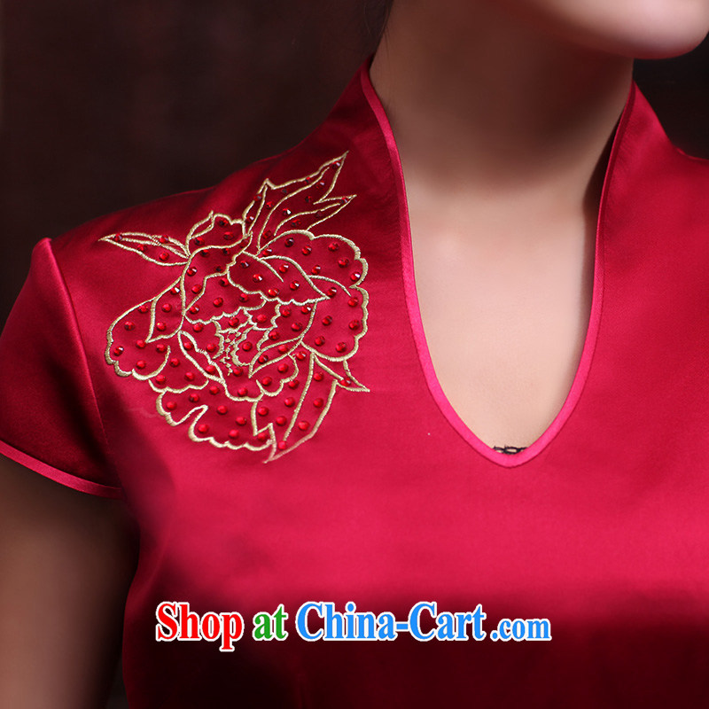 Butterfly Lovers spring 2015 the new, improved day-old fashioned hand made embroidered hot drill heavy Silk Cheongsam improvement 49,129 dark pre-sale 20 days out XL, Butterfly Lovers, shopping on the Internet