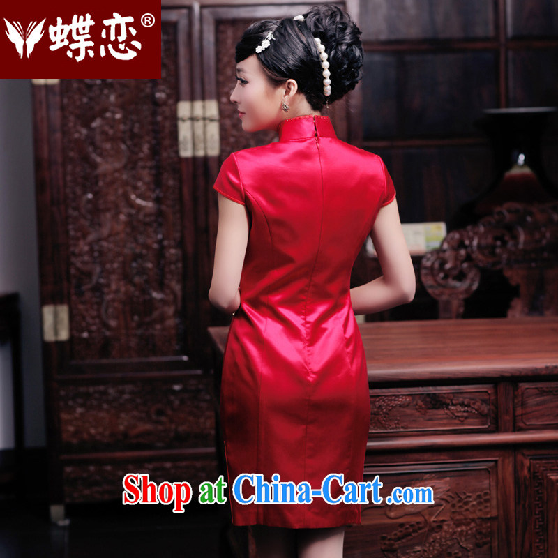 Butterfly Lovers 2015 spring new short, manually push embroidered heavy Silk Cheongsam retro improved daily outfit 49,126 Chinese red pre-sale 20 Days Out L, Butterfly Lovers, shopping on the Internet