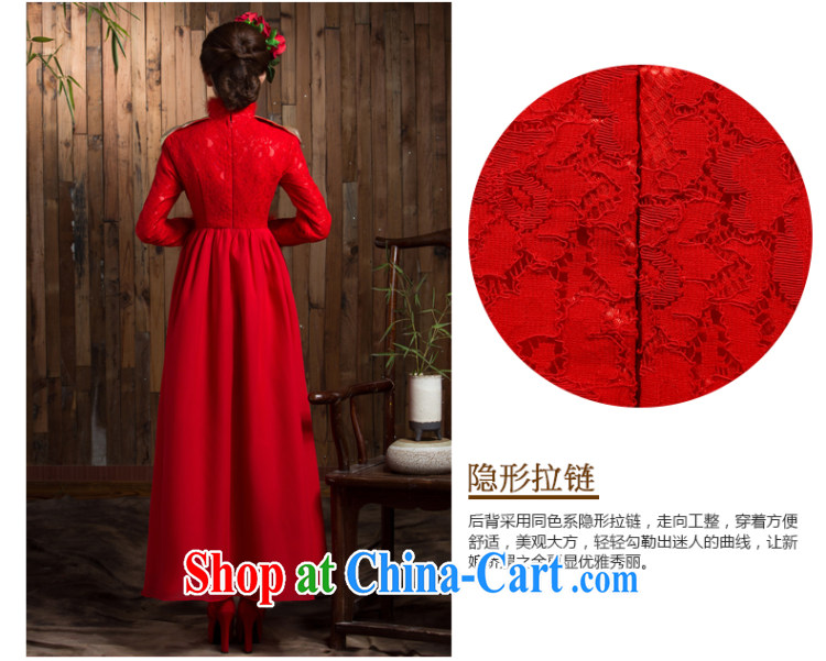 2014 new high-waist high, pregnant women bridal toast serving thick winter clothes long-sleeved dresses retro lace long wedding dress red 4 XL pictures, price, brand platters! Elections are good character, the national distribution, so why buy now enjoy more preferential! Health