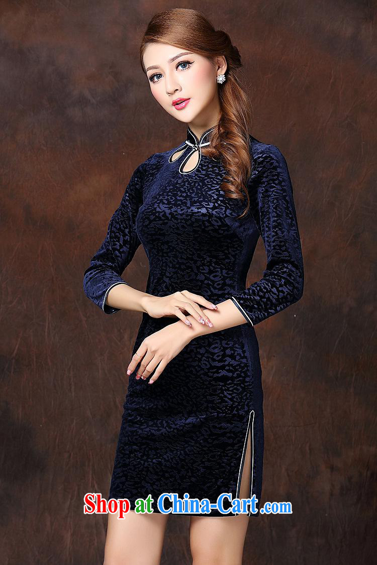 2014 fall and winter new female embossing improved stylish retro facade wool short cheongsam QF 141,001 blue XXXXL pictures, price, brand platters! Elections are good character, the national distribution, so why buy now enjoy more preferential! Health
