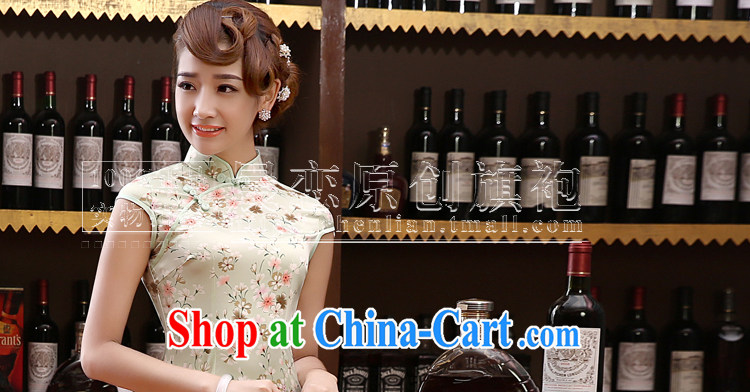 Morning dresses, new summer retro short improved stylish sauna silk silk Chinese qipao dress small debris bean green L pictures, price, brand platters! Elections are good character, the national distribution, so why buy now enjoy more preferential! Health
