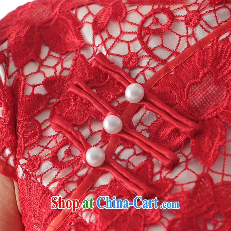 On the 2015 new wedding fatally jealous red elegant lace short cheongsam-married the truck serving toast red XL, AIDS, and shopping on the Internet