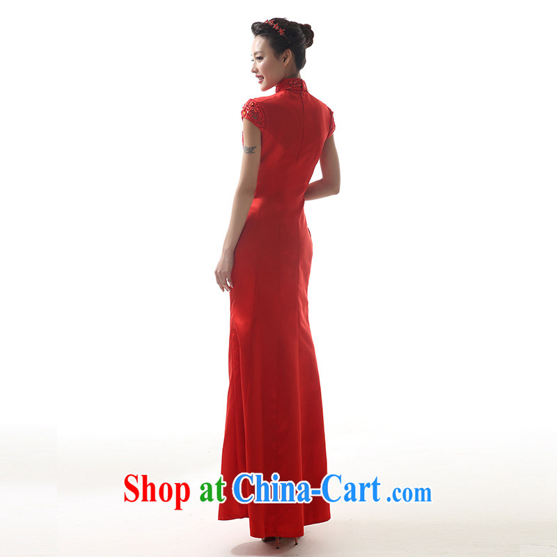 On the 2015 new wedding Rainbow animated red short lace Satin Chinese red dress uniform toasting red L, AIDS, and shopping on the Internet