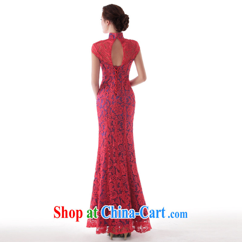 With the 2015 new wedding blue warm red elegant improved version lace dresses wedding dress toast serving red L, AIDS, and shopping on the Internet