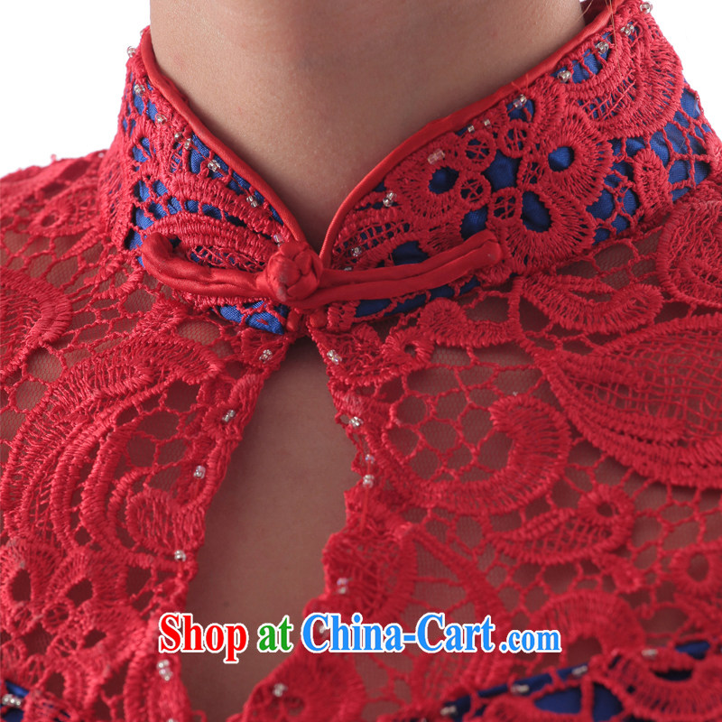 With the 2015 new wedding blue warm red elegant improved version lace dresses wedding dress toast serving red L, AIDS, and shopping on the Internet