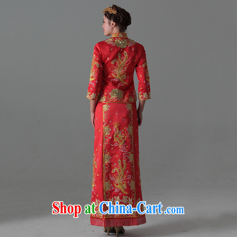 On the show reel Service serving toast Fung for their embroidery and skirt of Phoenix Chinese improved marriages wedding dresses dresses red L, AIDS, and shopping on the Internet