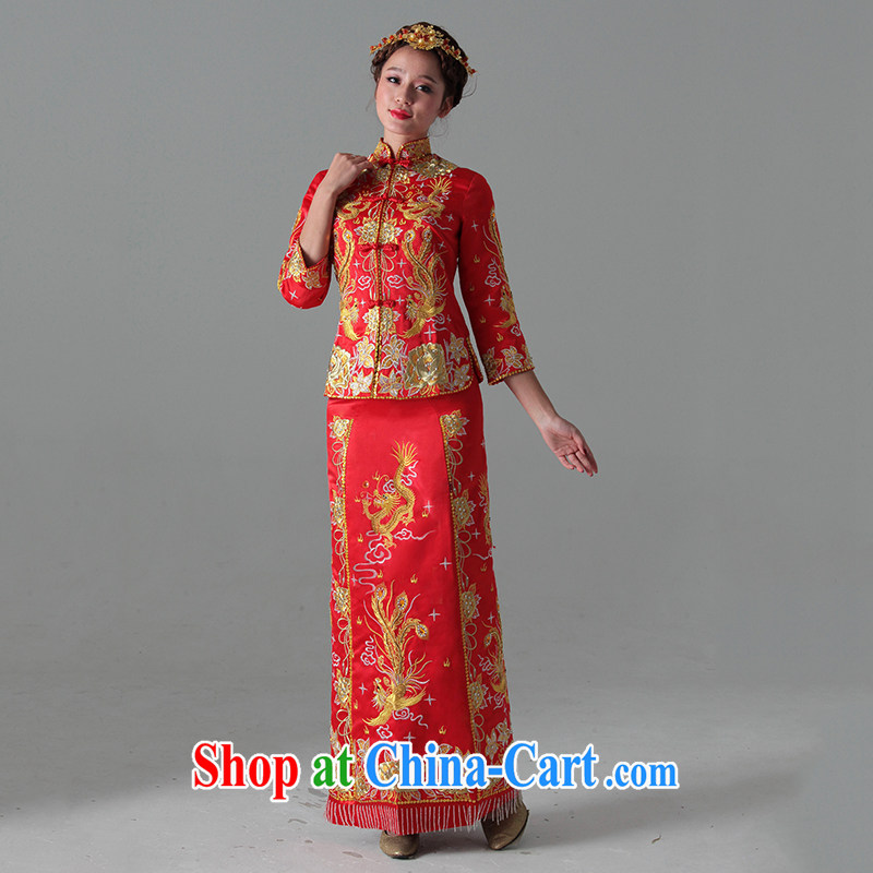 On the show reel Service serving toast Fung for their embroidery and skirt of Phoenix Chinese improved marriages wedding dresses dresses red L, AIDS, and shopping on the Internet