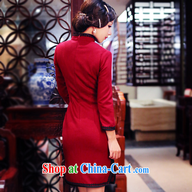 Unwind after the 2015 spring New Republic retro girl cheongsam improved daily long-sleeved qipao dresses 4102 4102 dark red XL sporting, wind, and shopping on the Internet