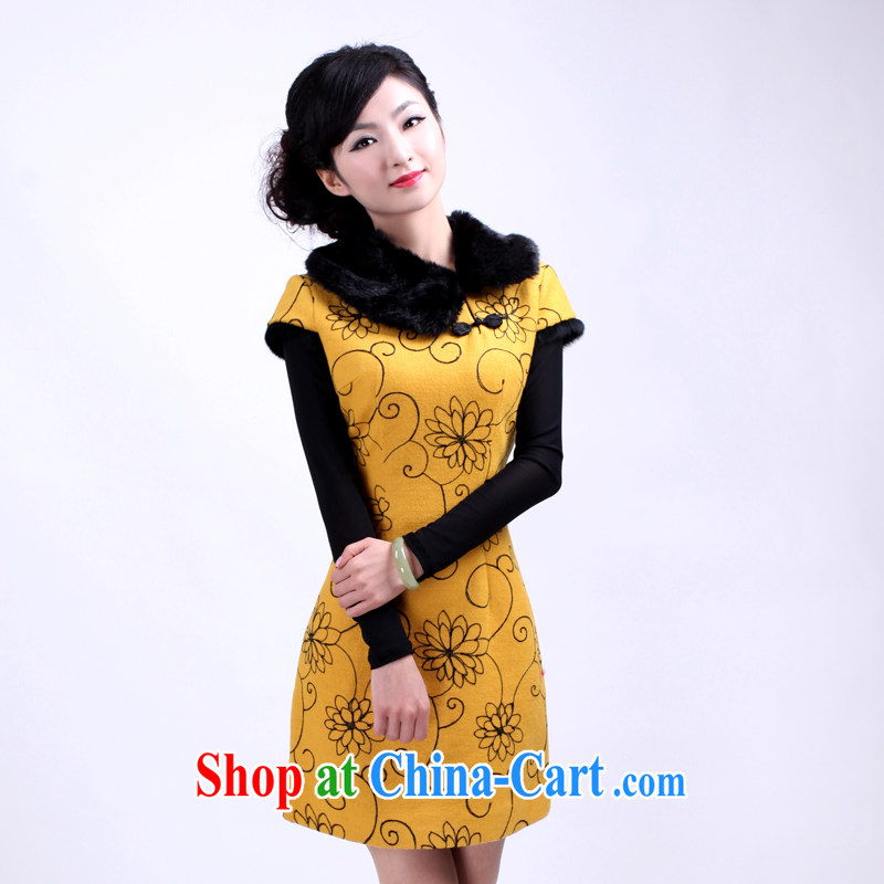 New Women dresses winter clothes warm short sleek beauty embroidery high quality wool that skirt outfit 3103 3103 lemon yellow M sporting, wind, shopping on the Internet