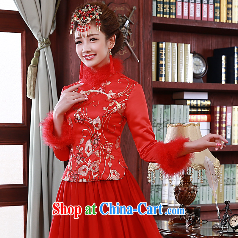 A good service is 2015 New Spring Summer bridal toast clothing wedding dress Chinese long-sleeved the cotton robes red 2 XL, good service, and, shopping on the Internet