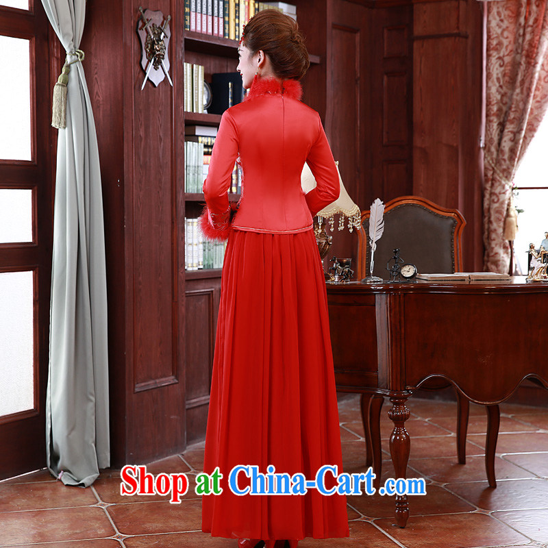 A good service is 2015 New Spring Summer bridal wedding dress long-sleeved Chinese bows clothing cheongsam red 2 XL, good service, and shopping on the Internet
