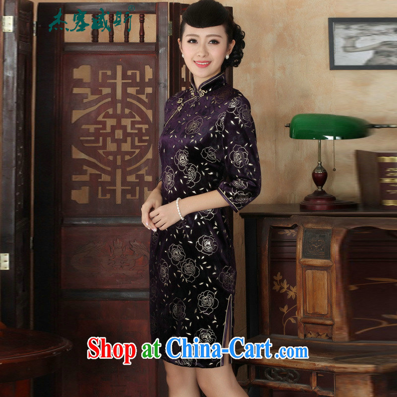 Cheng Kejie, Wiesbaden, new Chinese Ethnic Wind female, for manually tie the wool beauty 7 sub-cuff cheongsam dress in figure XXXL, Jessup, qipao/Tang, and shopping on the Internet