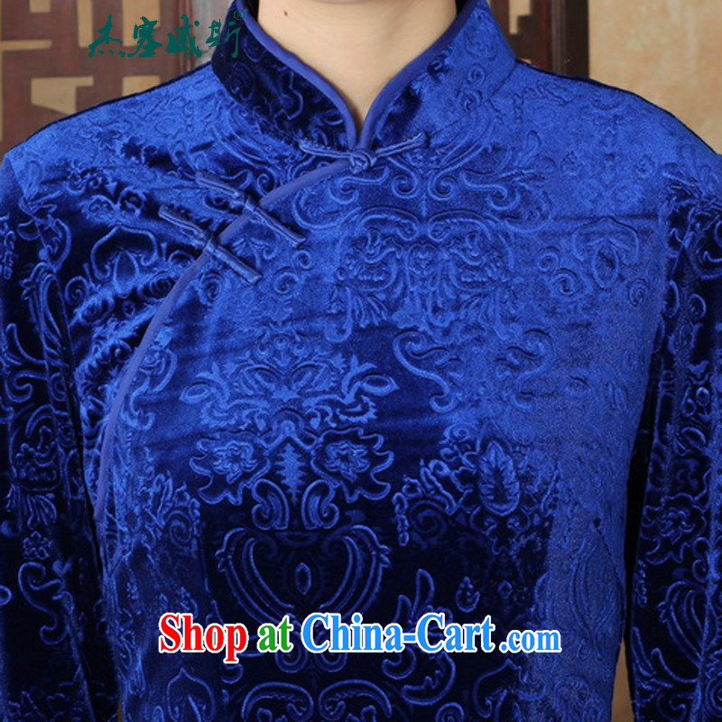 Jack Plug, new elegant solid color, collar-stretch the wool Sau San cheongsam dress royal blue XXL, Jessup, and shopping on the Internet