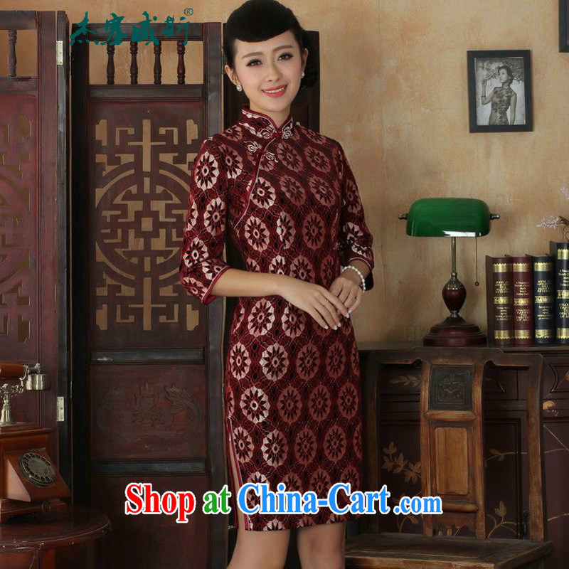 Cheng Kejie, Wiesbaden, new Ethnic Wind female lace gold velour and manually apply for withholding the Sau San Tong with cheongsam dress as XXXL, Jessup, and shopping on the Internet