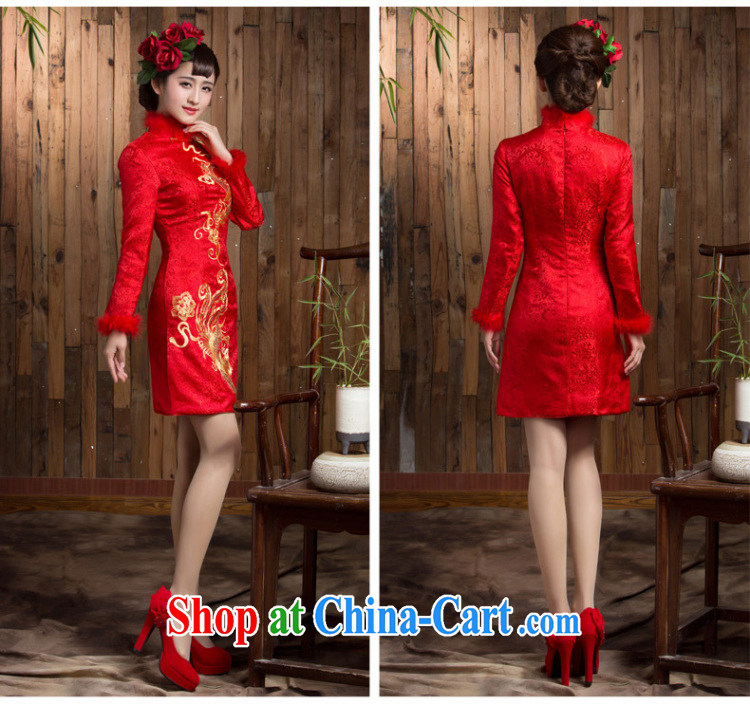 Non-you don't marry 2014 autumn and winter long-sleeved short, improved cheongsam retro short skirts dresses bridal back door red 2 XL pictures, price, brand platters! Elections are good character, the national distribution, so why buy now enjoy more preferential! Health