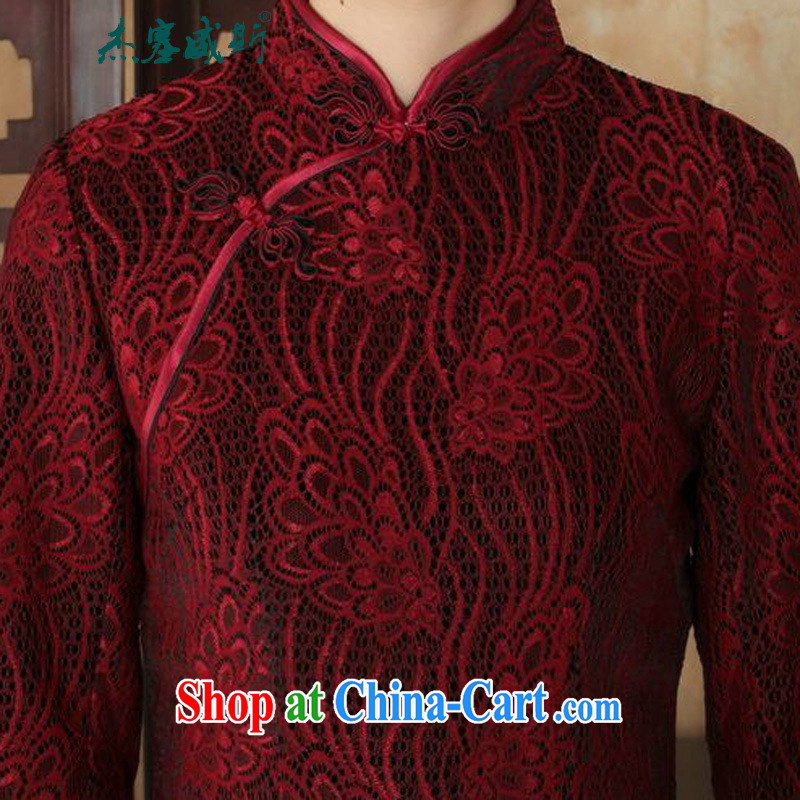 Cheng Kejie, Wiesbaden, new Ethnic Wind female lace gold velour and manually apply for the charge-back Sau San Tong the cheongsam dress female figure XXXL, Jessup, and shopping on the Internet