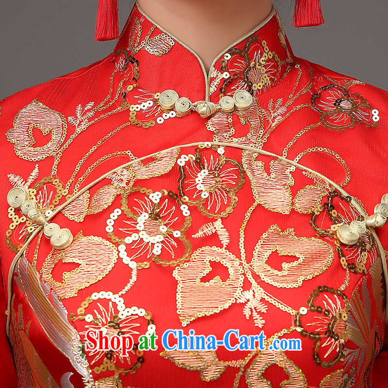 The United States and the cheongsam dress spring 2015, long marriages red bows clothes retro lace, qipao Chinese Dress Q 0036 red XXL, AIDS, and the United States (Imeinuo), shopping on the Internet