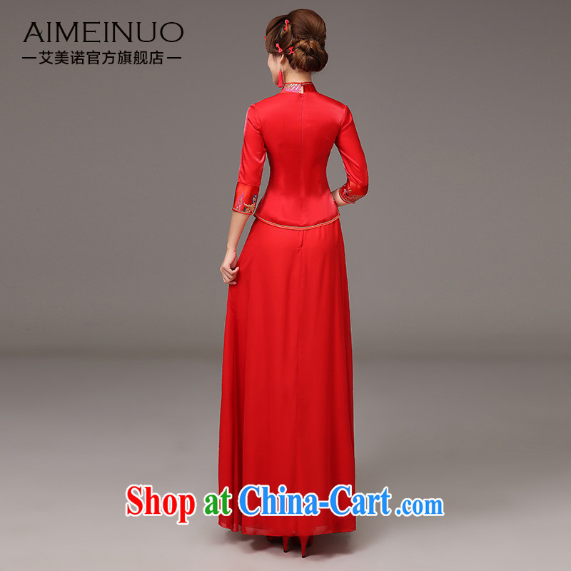 The United States and the cheongsam dress spring 2015, marriages red toast clothing cheongsam embroidered dragon 7 cuff antique Chinese Dress Q XXL 0037, AIDS, and the United States (Imeinuo), shopping on the Internet