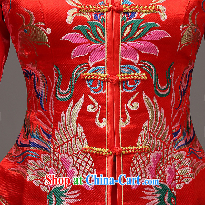 The United States and the cheongsam dress spring 2015, marriages red toast clothing cheongsam embroidered dragon 7 cuff antique Chinese Dress Q XXL 0037, AIDS, and the United States (Imeinuo), shopping on the Internet
