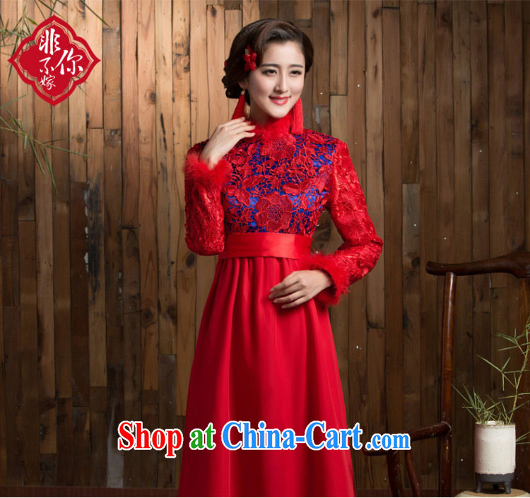 Non-you don't marry 2014 autumn and winter high waist bridal dresses wedding red bows Service Bridal fitted with cotton long skirt long-sleeved red 2 XL pictures, price, brand platters! Elections are good character, the national distribution, so why buy now enjoy more preferential! Health