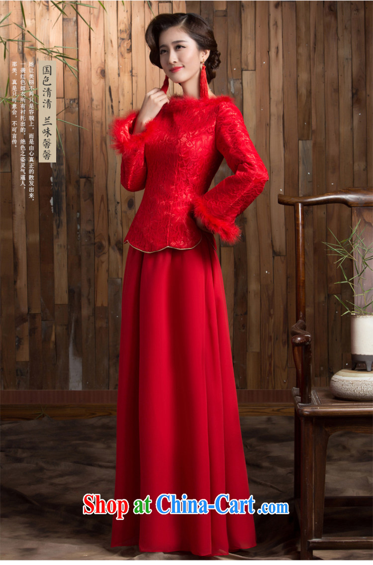 Non-you don't marry winter new marriage toast service bridal dresses red long skirt, long sleeved hair brought back door red 2 XL pictures, price, brand platters! Elections are good character, the national distribution, so why buy now enjoy more preferential! Health