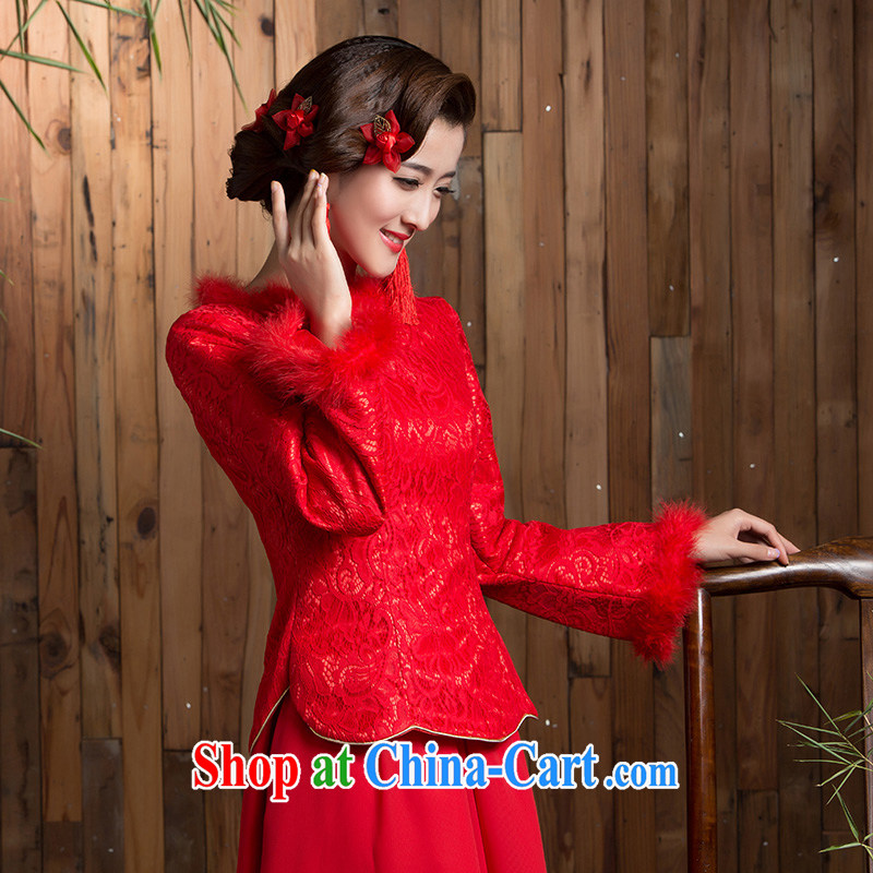 Non-you don't marry winter new marriage toast service bridal dresses red long skirt, long sleeved hair brought back-door red 2 XL, non-you are not married, and shopping on the Internet