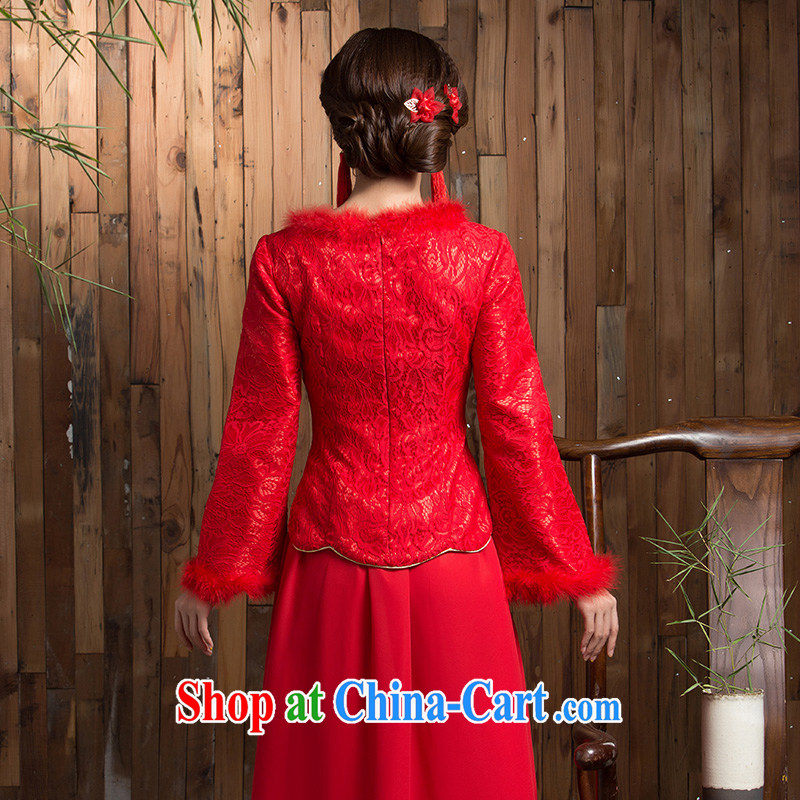 Non-you don't marry winter new marriage toast service bridal dresses red long skirt, long sleeved hair brought back-door red 2 XL, non-you are not married, and shopping on the Internet