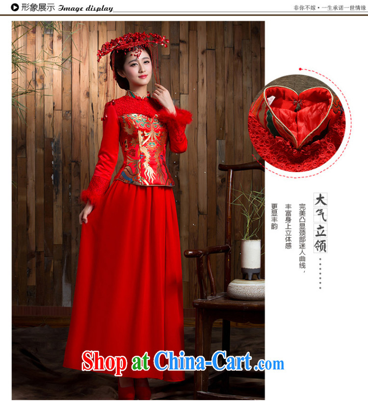 2014 new toast winter uniform thickness maximum code bridal long-sleeved dresses retro lace long wedding dress red 2 XL pictures, price, brand platters! Elections are good character, the national distribution, so why buy now enjoy more preferential! Health