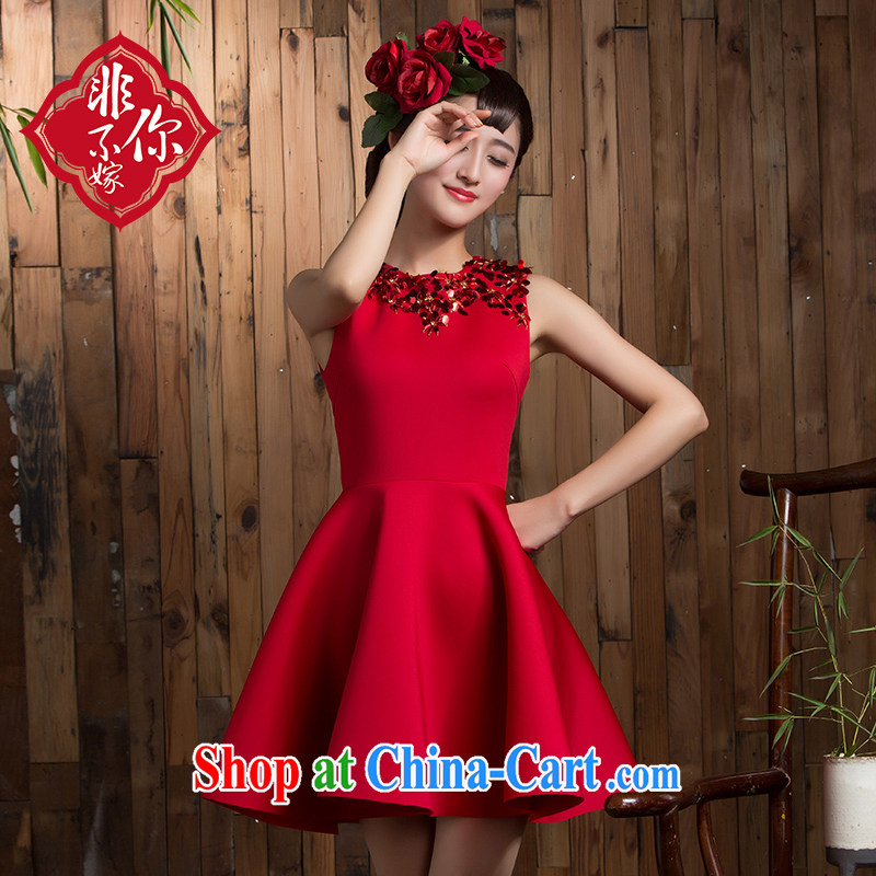 2014 new toast clothing autumn and winter wedding bridal short sleek beauty red dresses wedding dresses small red 2 XL, non-you are not married, and shopping on the Internet