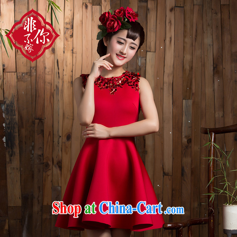 2014 new toast clothing autumn and winter wedding bridal short sleek beauty red dresses wedding dresses small red 2 XL, non-you are not married, and shopping on the Internet