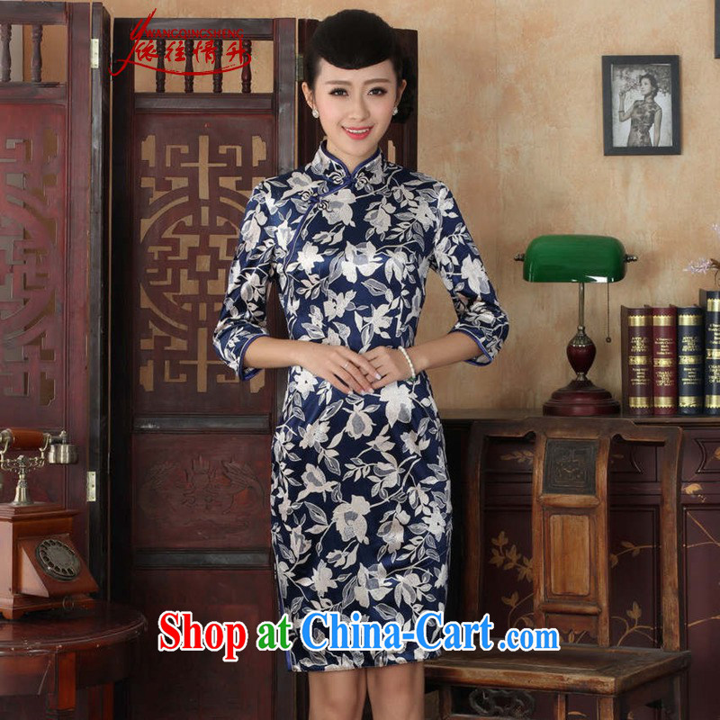 In accordance with the situation in autumn and replacing Tang Women's clothes, cheongsam collar Chinese improved cheongsam ethnic wind the wool beauty 7 cuff cheongsam dress - A White 3XL