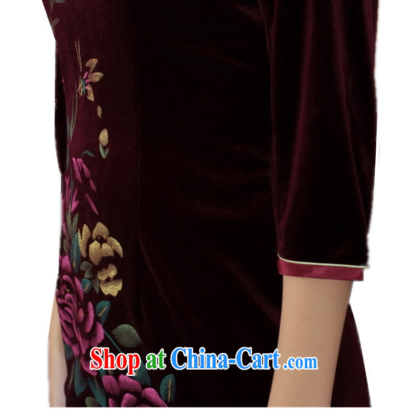 In accordance with the conditions and in summer, the female-stretch is really scouring pads, for the hard-pressed 7 cultivating a cuff cheongsam - B purple XL 3, according to the situation, and, shopping on the Internet