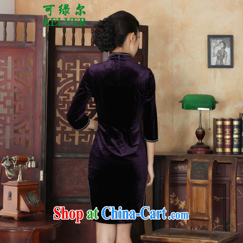 To Green, autumn and winter, the female-stretch is really scouring pads, for a tight 7 cultivating a qipao Cuff - B purple 3XL, green, and, online shopping