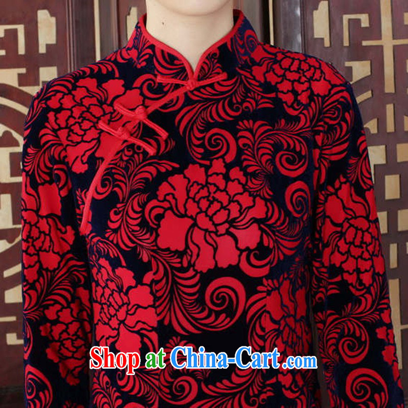 In accordance with the conditions and l Tang Women's clothes cheongsam dress autumn new ethnic wind Chinese improved, scouring pads, for a tight 7 cultivating a qipao cuff XL safflower, according to the situation, and on-line shopping