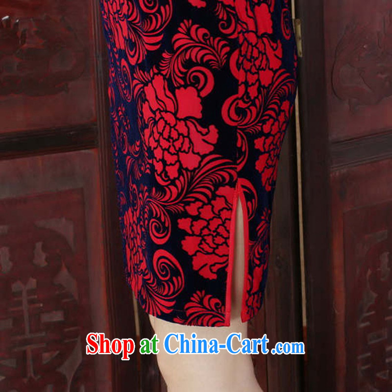 To be green, female Chinese cheongsam dress autumn new ethnic wind Chinese improved, scouring pads, for a tight 7 cultivating a cuff cheongsam saffron 2XL, green, and shopping on the Internet