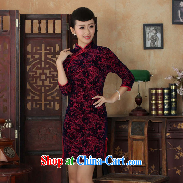 In accordance with the conditions in summer, new female Chinese qipao dress up for a hard-pressed National wind-scouring pads beauty 7 cuff qipao - A the Tsing 2 XL pictures, price, brand platters! Elections are good character, the national distribution, so why buy now enjoy more preferential! Health