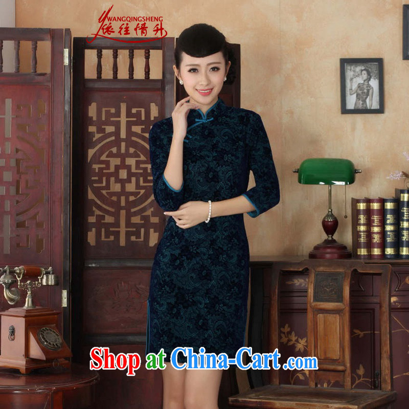 In accordance with the situation in summer new female Chinese cheongsam dress, for a tight National wind-scouring pads beauty 7 sub-cuff cheongsam - A the Tsing 2 XL
