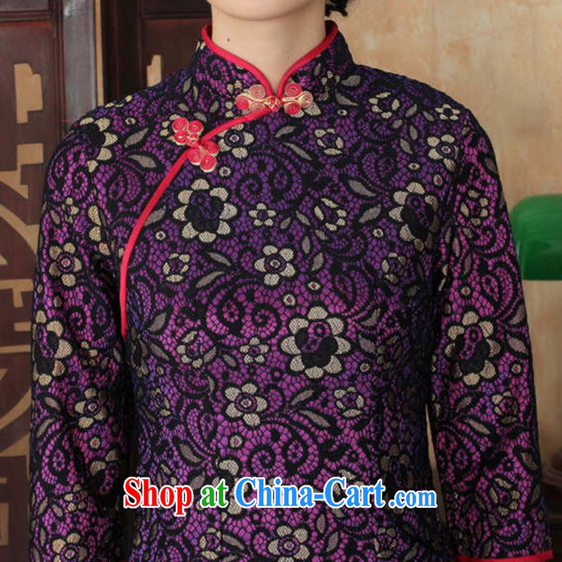 In accordance with the situation in middle-aged people who have summer new female Chinese qipao dress improved retro lace beauty cheongsam dress, qipao cuff picture color 2 XL, according to the situation, and, on-line shopping