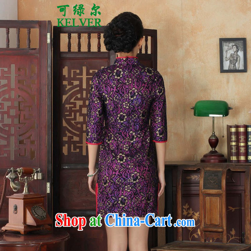 To Green, middle-aged, autumn and winter, female Chinese cheongsam dress improved retro lace-cultivating cheongsam dress, qipao cuff picture color 2 XL, green, and, shopping on the Internet